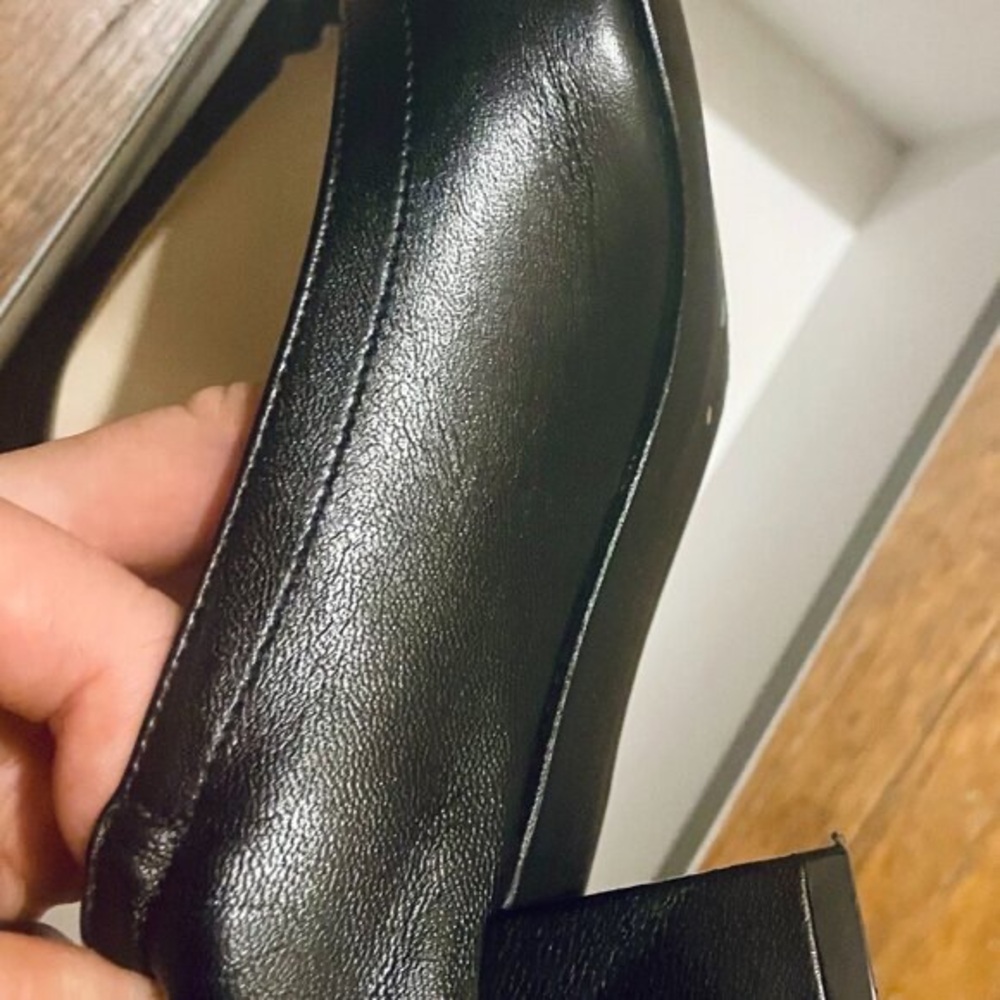 Everlane The Italian Leather Day Heel, black, size 5, regular